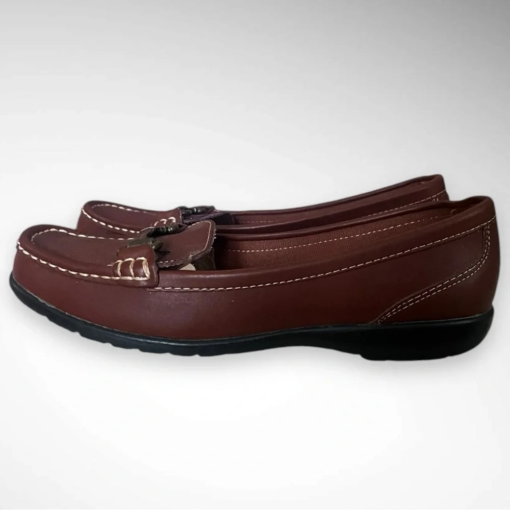 THOM MCAN Gavyn Women's Brown Leather Loafers With Buckle Detail Size‎ 8 | EUC